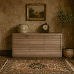 Wyld Haus Pirineus 3-Door Sideboard In Weathered Oak With Ribbed Doors
