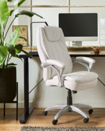 Beliani Executive Chair Chief Faux Leather Off-White - thumbnail 2