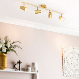 Litecraft Chobham Satin Brass Adjustable Ceiling Spotlight Bar