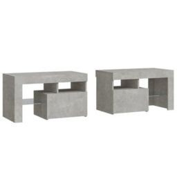 Berkfield Bedside Cabinets 2 Pcs With Led Lights Concrete Grey 70X36.5X40 Cm - thumbnail 3