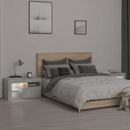 Berkfield Bedside Cabinets 2 Pcs With Led Lights Concrete Grey 70X36.5X40 Cm - thumbnail 4