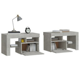 Berkfield Bedside Cabinets 2 Pcs With Led Lights Concrete Grey 70X36.5X40 Cm - thumbnail 7