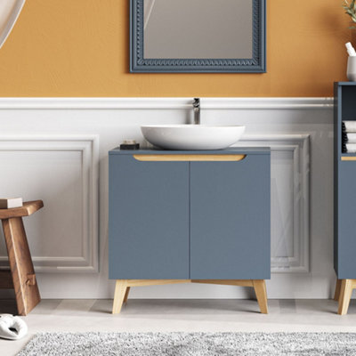 Living And Home Modern Grey Freestanding Under Sink Storage Cabinet With Plumbing Slot 600X300X602mm - image 1