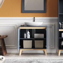 Living And Home Modern Grey Freestanding Under Sink Storage Cabinet With Plumbing Slot 600X300X602mm - thumbnail 2