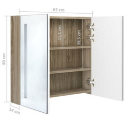 Berkfield Led Bathroom Mirror Cabinet White And Oak 62X14X60 Cm - thumbnail 8