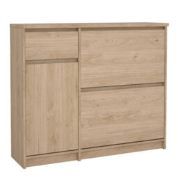 Wyld Haus Budapest Natural Oak Effect 3-Door Shoe Cabinet With Drawer - thumbnail 2