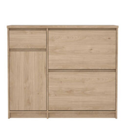 Wyld Haus Budapest Natural Oak Effect 3-Door Shoe Cabinet With Drawer - thumbnail 3