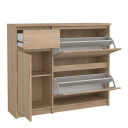 Wyld Haus Budapest Natural Oak Effect 3-Door Shoe Cabinet With Drawer - thumbnail 6