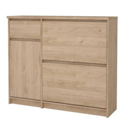 Wyld Haus Budapest Natural Oak Effect 3-Door Shoe Cabinet With Drawer - thumbnail 4