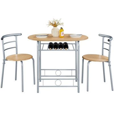 Natural 3 Piece Dining Room Set Modern Round Table Set Of 2 For Kitchen, Living Room - image 1