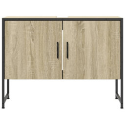 Berkfield Bathroom Sink Cabinet Sonoma Oak 80X33X60 Cm Engineered Wood - thumbnail 5