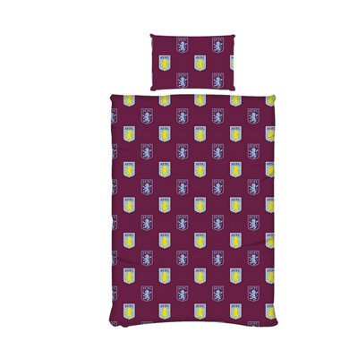 Aston Villa Fc Pulse Reversible Duvet Cover Set Burgundy/yellow/light Blue (Single) - image 1