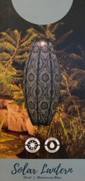 Dawsons Living, Solar Powered Led Large Garden Lantern Outdoor Light - Select Colours & Shapes - Long Oval Blue - thumbnail 3