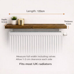 Mkgt Solid Wood Radiator Shelf, No Drill With Brackets, Handmade In Uk (Tudor Oak, 120Cm) - thumbnail 6
