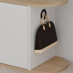 Decortie Nova Shoe Bench Storage Oak, White Engineered Wood 2-Door Oval Cut Edge 104(W)Cm With Metal Hook Organiser Hallway - thumbnail 6