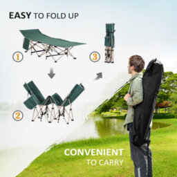 Outsunny Single Portable Outdoor Military Sleeping Bed Camping Cot Green - thumbnail 4