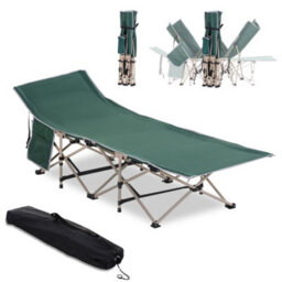 Outsunny Single Portable Outdoor Military Sleeping Bed Camping Cot Green - thumbnail 2