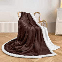 Ameha Sherpa Fleece Blanket Coffee Soft Thick & Fluffy Reversible Smooth Touch Warm Throw Single 130X150Cm - thumbnail 7