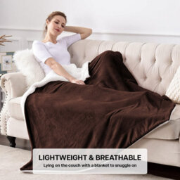 Ameha Sherpa Fleece Blanket Coffee Soft Thick & Fluffy Reversible Smooth Touch Warm Throw Single 130X150Cm - thumbnail 9