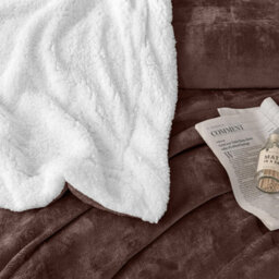 Ameha Sherpa Fleece Blanket Coffee Soft Thick & Fluffy Reversible Smooth Touch Warm Throw Single 130X150Cm - thumbnail 4