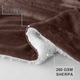 Ameha Sherpa Fleece Blanket Coffee Soft Thick & Fluffy Reversible Smooth Touch Warm Throw Single 130X150Cm - thumbnail 3