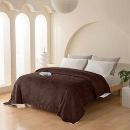 Ameha Sherpa Fleece Blanket Coffee Soft Thick & Fluffy Reversible Smooth Touch Warm Throw Single 130X150Cm - thumbnail 2