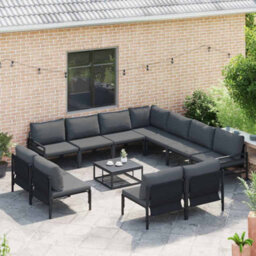 Berkfield Stylish Garden Sofa Set 11 Pcs Anthracite Steel - thumbnail 3