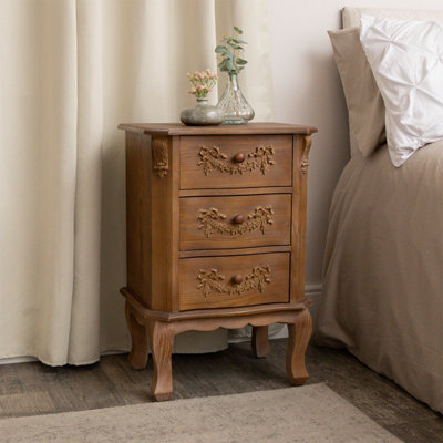 Melody Maison Wooden 3 Drawer Bedside Table - Pays Du Bois Range - image 1