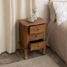 Melody Maison Wooden 3 Drawer Bedside Table - Pays Du Bois Range - thumbnail 3