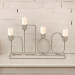 Urbn-Living Urbnliving 16Cm Metal Cream Candle Holder Holds Up To 4 Candles Dinner Centrepiece