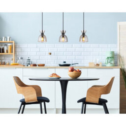 Luminosa Lighting Luminosa Massey Bar Pendant Ceiling Light Matt Black Smoke Glass Shade 3X E14 - thumbnail 6