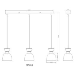 Luminosa Lighting Luminosa Massey Bar Pendant Ceiling Light Matt Black Smoke Glass Shade 3X E14 - thumbnail 7