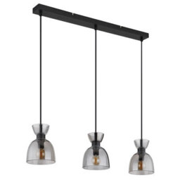 Luminosa Lighting Luminosa Massey Bar Pendant Ceiling Light Matt Black Smoke Glass Shade 3X E14 - thumbnail 2