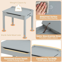Gainoom Grey Kids Table And Chair Set Flip Top Toddler Study Desk W/ Chair - thumbnail 8