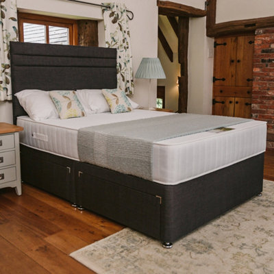 Divan Base Direct Windsor Extra Firm High Density Foam Supreme Divan Bed Set 5Ft King 2 Drawers Side - Naples Slate - image 1