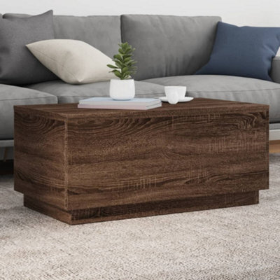 Berkfield Coffee Table With Led Lights Brown Oak 90X50X40 Cm - image 1