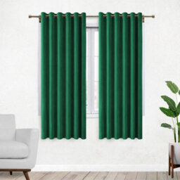 Bedlooms Emerald Green Crushed Velvet Curtains Blackout Thermal Insulated Eyelet Curtain (Pair) 46 X 54 Inches With Tie Back Two