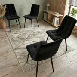 Doubs 6 Black Tufted Velvet Chairs Dining Chairs Kitchen Chairs - thumbnail 2