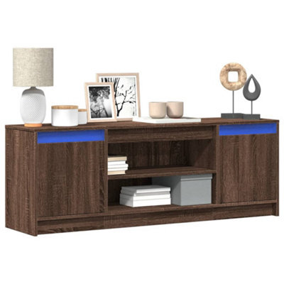 Berkfield Tv Cabinet With Led Brown Oak 139.5X34X50 Cm Engineered Wood - image 1