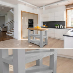 L90Xw66Cm Stoneford Light Grey Kitchen Island / Breakfast Bar / Rustic Island - thumbnail 3