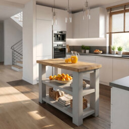L90Xw66Cm Stoneford Light Grey Kitchen Island / Breakfast Bar / Rustic Island