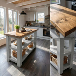 L90Xw66Cm Stoneford Light Grey Kitchen Island / Breakfast Bar / Rustic Island - thumbnail 4