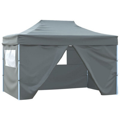 Walplus Professional Folding Party Tent Garden Gazebo Canopy With 4 Sidewalls 3X4 M Steel Anthracite - image 1