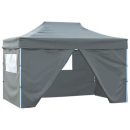 Walplus Professional Folding Party Tent Garden Gazebo Canopy With 4 Sidewalls 3X4 M Steel Anthracite - thumbnail 1