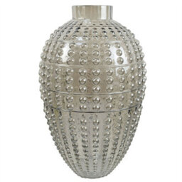 Leaf Glass Vase Smoke Grey Bubble Vase 35Cm Botanik - thumbnail 1