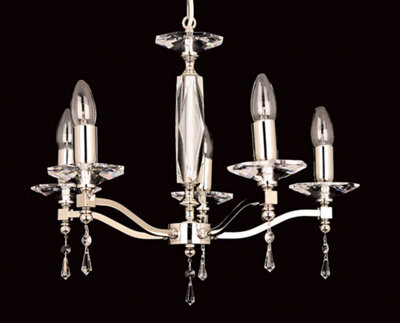 Luminosa Lighting Luminosa Toulon Optic Glass/strass Nickel 5 Arm Chandelier