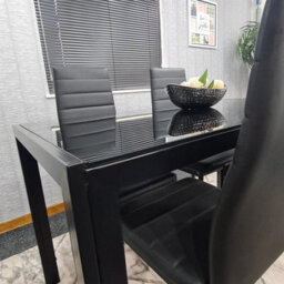 Kosy Koala Black Glass Rectangle Dining Table Set With 6 Black Chairs Modern Dining Room Furniture - thumbnail 6