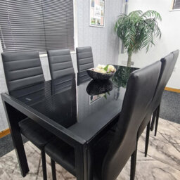 Kosy Koala Black Glass Rectangle Dining Table Set With 6 Black Chairs Modern Dining Room Furniture - thumbnail 5