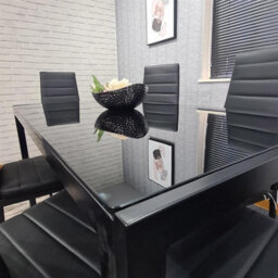 Kosy Koala Black Glass Rectangle Dining Table Set With 6 Black Chairs Modern Dining Room Furniture - thumbnail 4