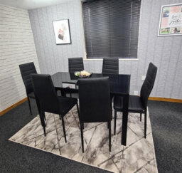 Kosy Koala Black Glass Rectangle Dining Table Set With 6 Black Chairs Modern Dining Room Furniture - thumbnail 3